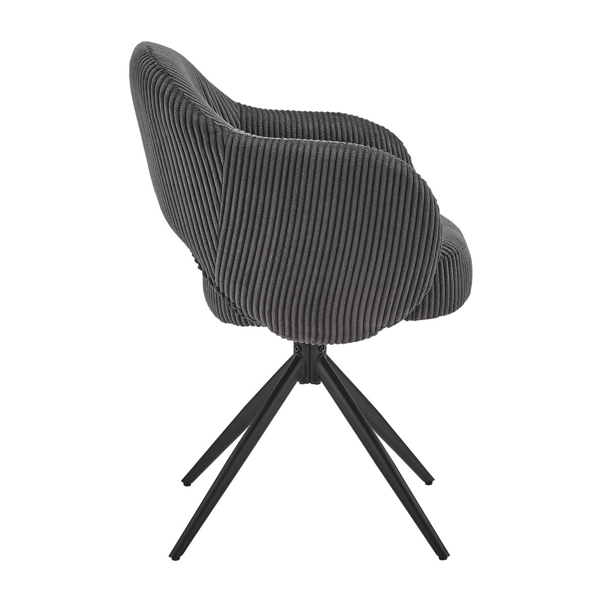 ARMLEHNSTUHL  in Cord  - Dunkelgrau/Schwarz, MODERN, Textil/Metall (58/84/60cm) - Livetastic