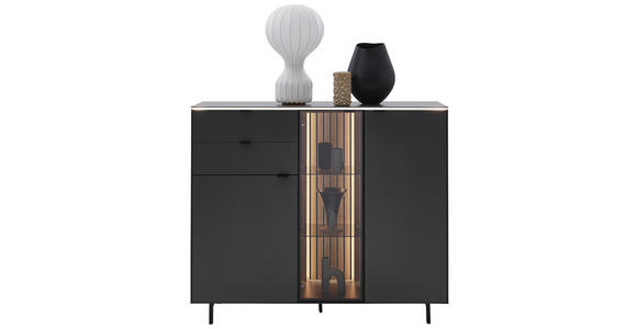 HIGHBOARD 141,2/120,1/40 cm  - Anthrazit/Schwarz, Design, Glas/Holz (141,2/120,1/40cm) - Dieter Knoll