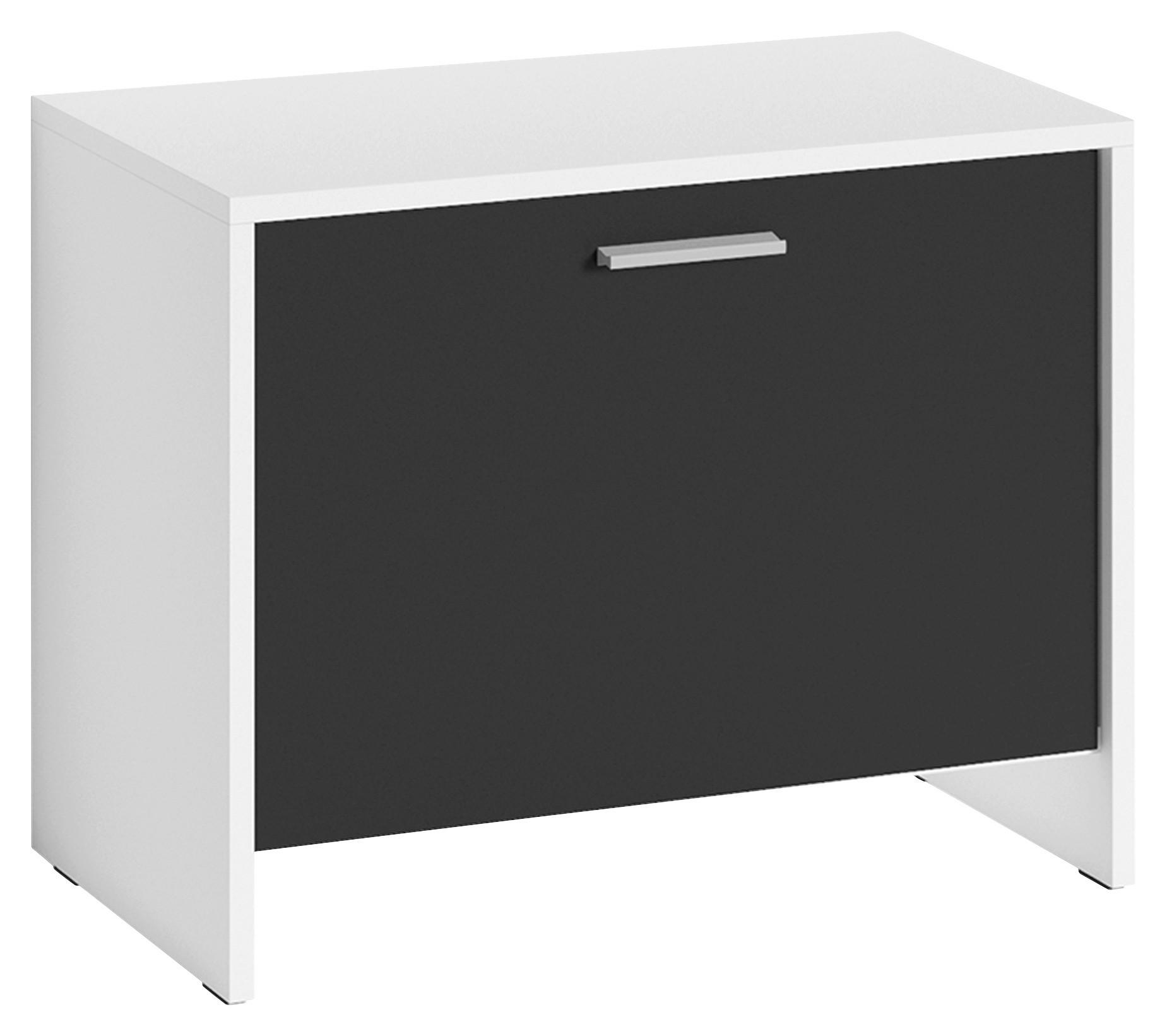 GARDEROBENBANK Schwarz, Weiß  - Silberfarben/Schwarz, MODERN, Kunststoff (60/48/35cm) - MID.YOU