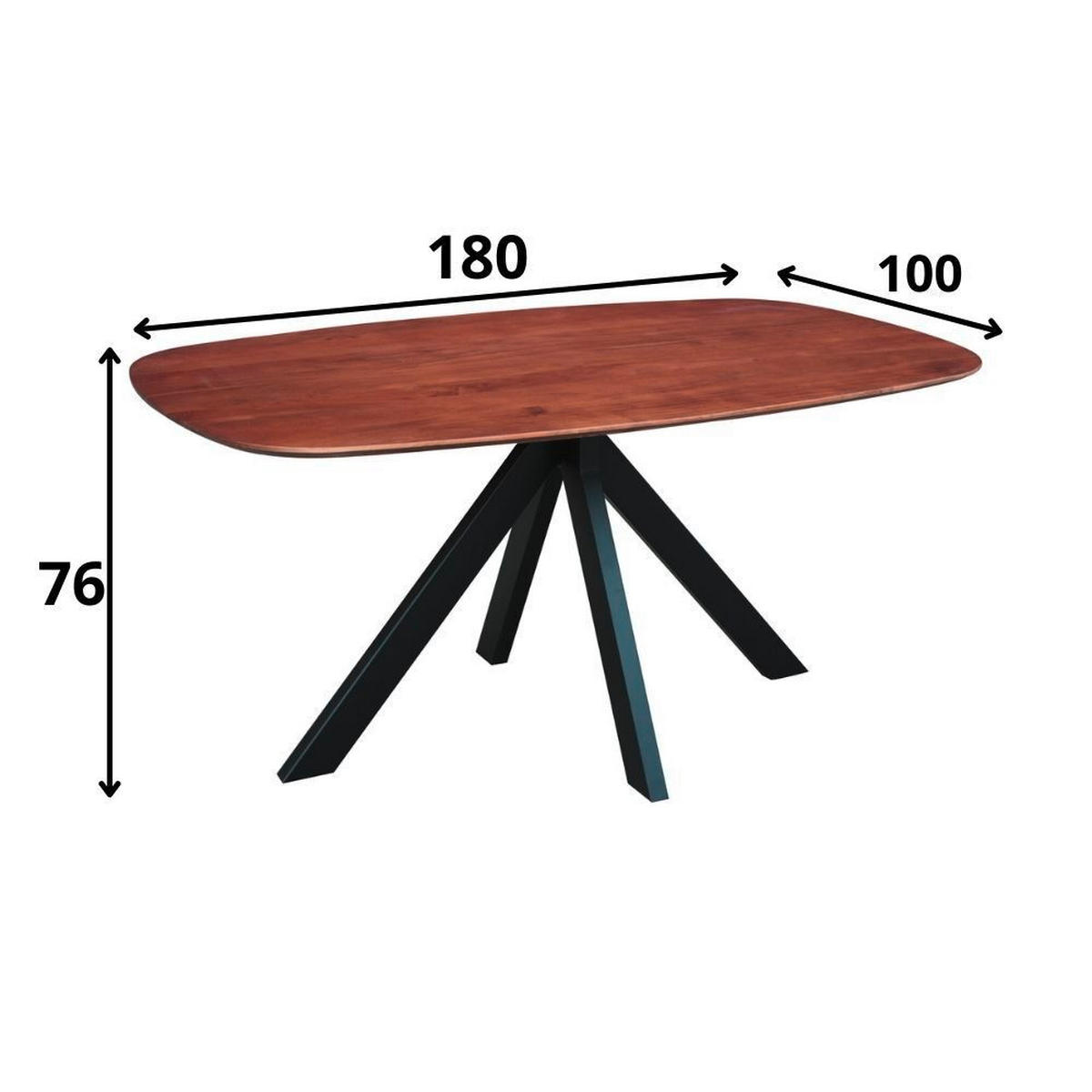 ESSTISCH Akazie oval Braun, Akaziefarben  - Schwarz/Braun, Design, Holz/Metall (180/100/76cm) - MID.YOU