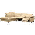 ECKSOFA in Echtleder Beige  - Beige/Schwarz, Design, Leder/Metall (239/289cm) - Cantus