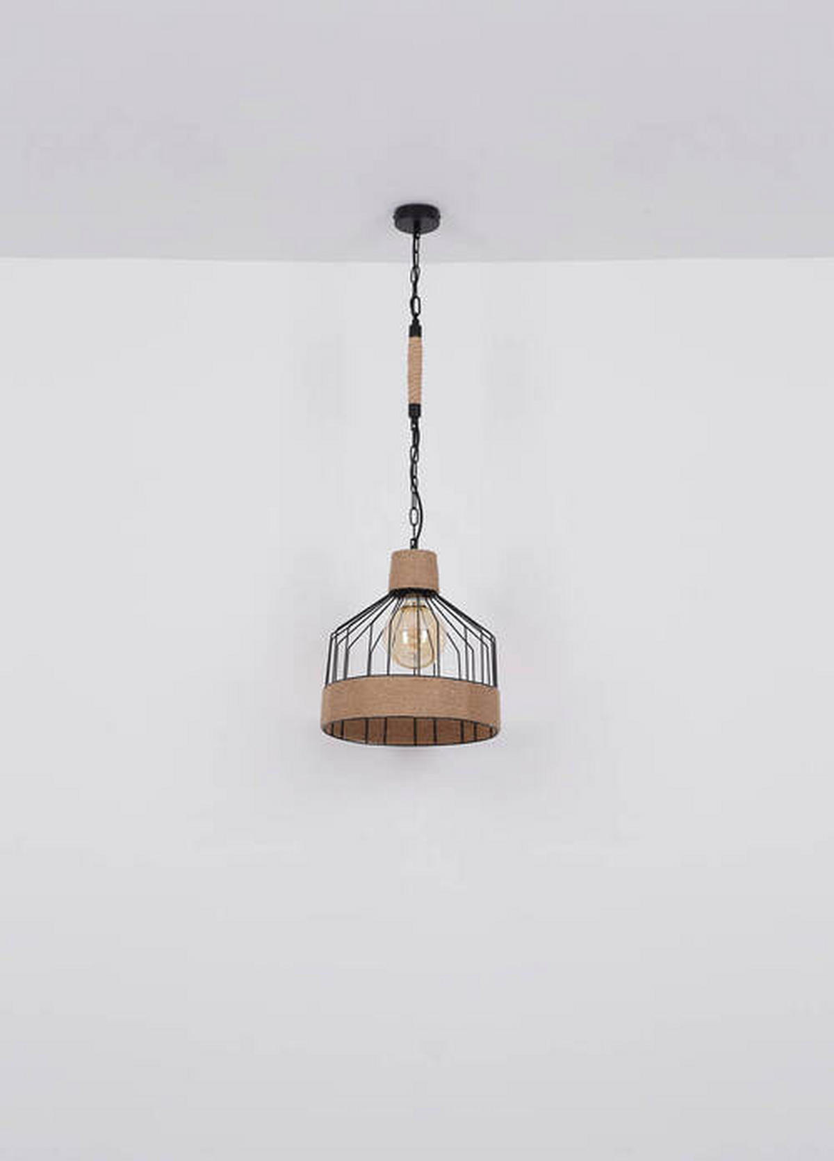 VISEČA SVETILKA        35/135 cm     60 W E27 - črna/rjava, Romantika, kovina/naravni materiali (35/135cm)