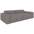 SCHLAFSOFA mit Liegefunktion, Schlafen auf Sitzhöhe, Rücken echt Webstoff Dunkelgrau - Dunkelgrau/Schwarz, KONVENTIONELL, Kunststoff/Textil (256/83/115cm) - Carryhome