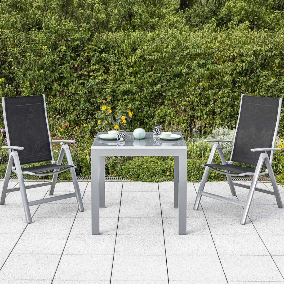 SET ZA BALKON Carrara kovina, tekstil   črna  črna    - črna, Romantika, kovina/tekstil - Gardenson