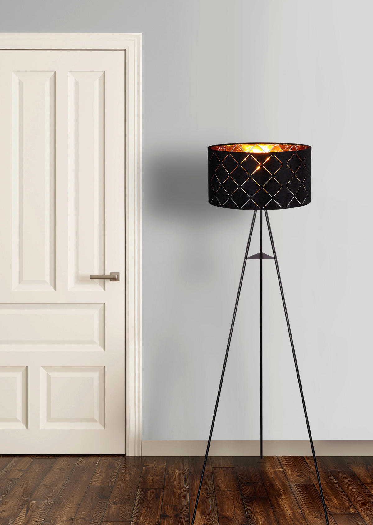 STOJEČA SVETILKA        69/149 cm       - črna, Design, kovina/tekstil (69/149cm) - Globo