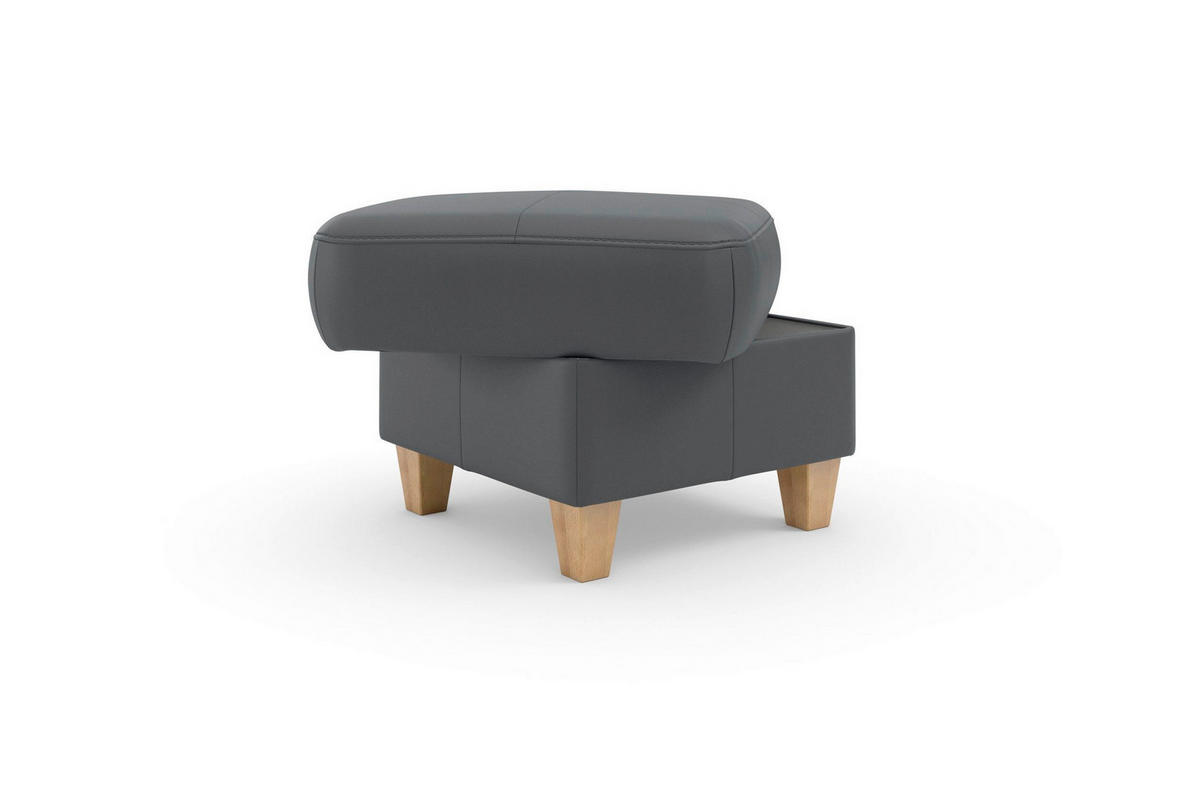 TABURETKA, koža, 58/48/58 cm - čierna/farba duba, Basics, koža/drevo (58/48/58cm) - Sit & More