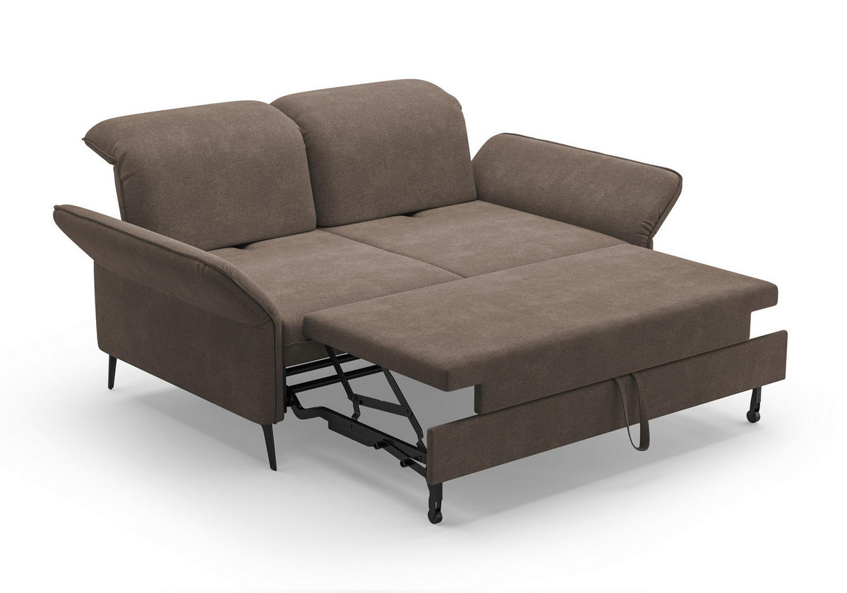 2,5-SITZER in Flachgewebe Schlammfarben  - Schlammfarben/Schwarz, KONVENTIONELL, Textil/Metall (189/92/123cm) - Sit & More