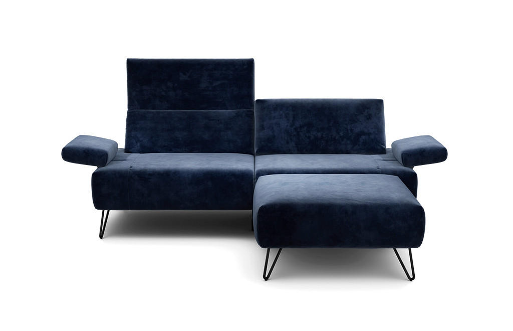 2,5-SITZER Samt Dunkelblau  - Schwarz/Dunkelblau, Design, Textil/Metall (204-234/85/86-94cm) - SENSOO