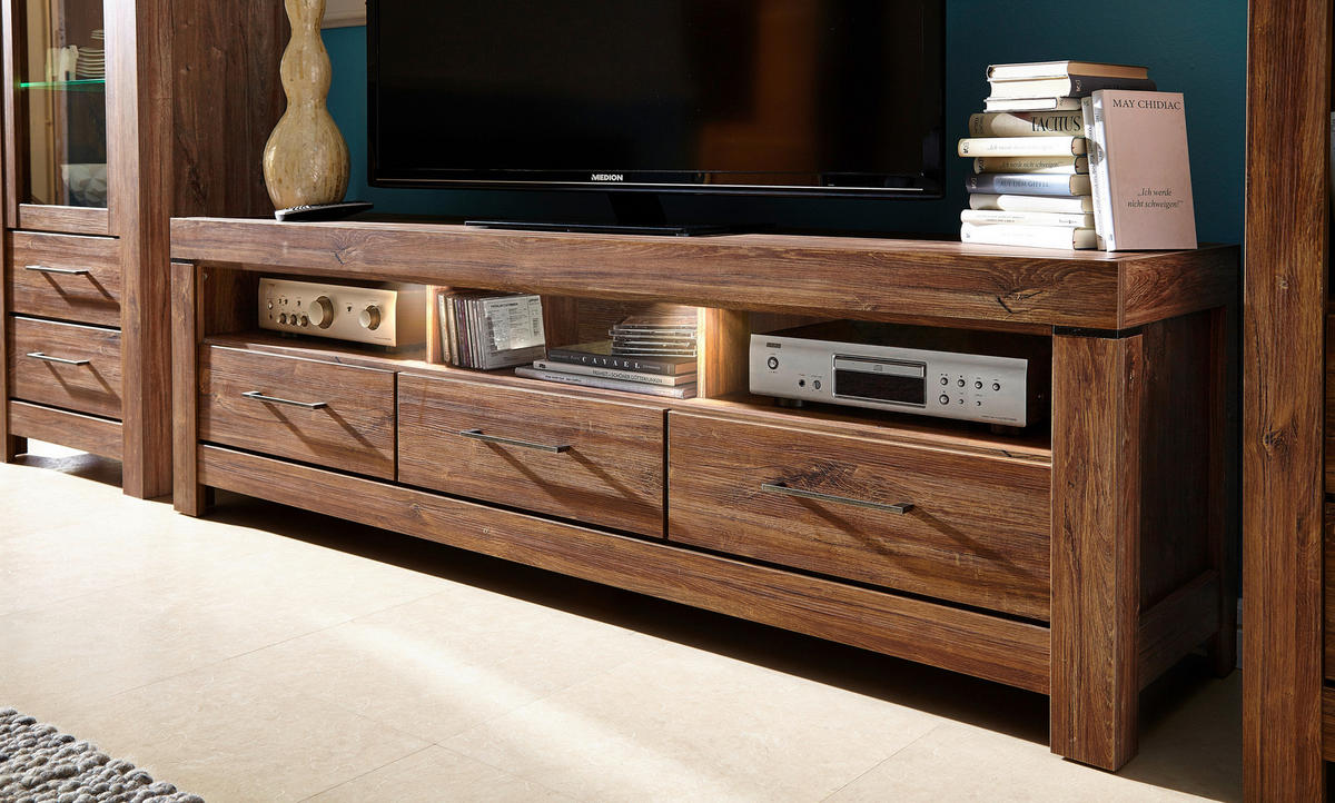 KOMODA POD TELEVIZI, barvy dubu, 200/60/54 cm - barvy dubu/barvy niklu, Design, kov/kompozitní dřevo (200/60/54cm) - Welnova