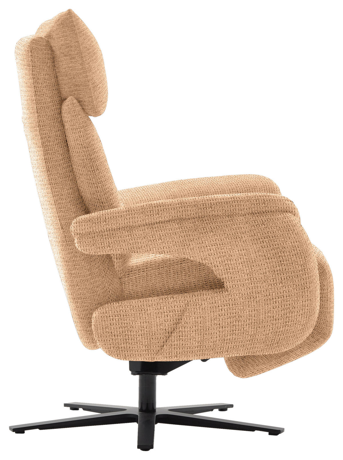 FERNSEHSESSEL in Struktur Cognac  - Cognac/Schwarz, Modern, Textil/Metall (73/113-117/85cm) - Cantus