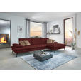 ECKSOFA in Echtleder Rot  - Rot/Schwarz, Design, Leder/Metall (325/157cm) - Dieter Knoll