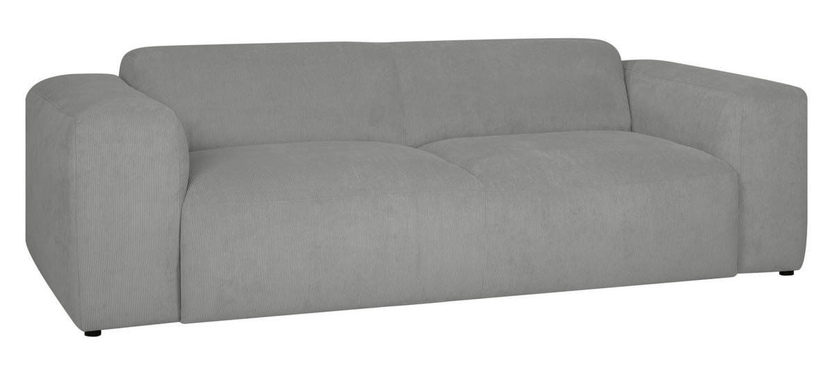 3-SITZER-SOFA in Cord Hellgrau  - Hellgrau/Schwarz, Design, Kunststoff/Textil (247/75/104cm) - MID.YOU