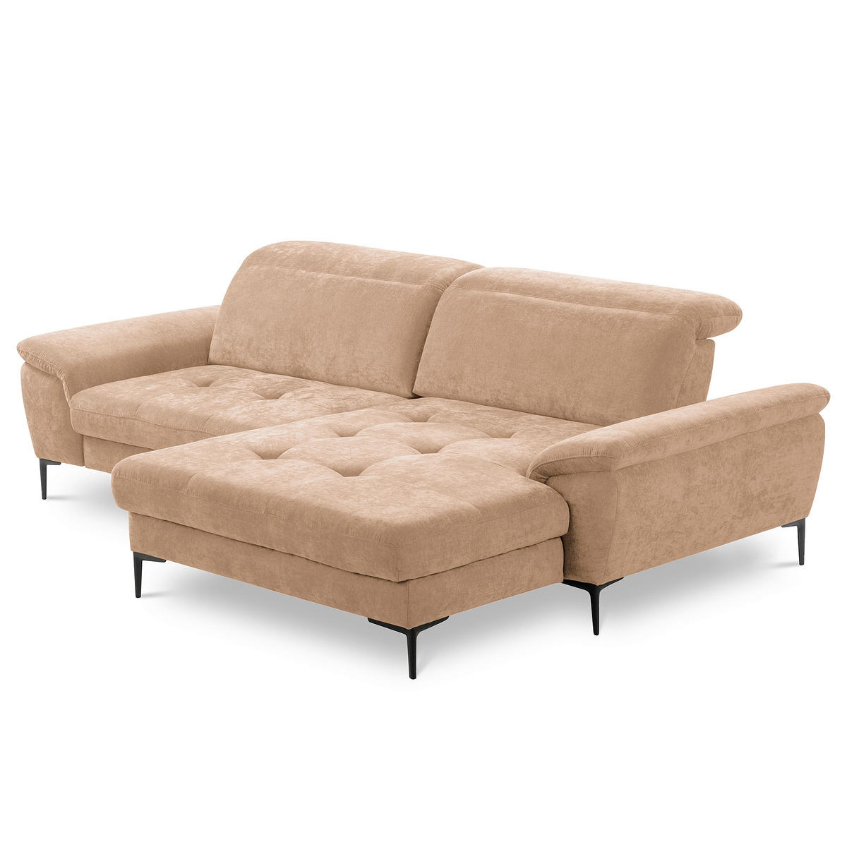 ECKSOFA  Webstoff Rotbraun  - Rotbraun/Schwarz, Design, Textil/Metall (268/195cm) - Livetastic