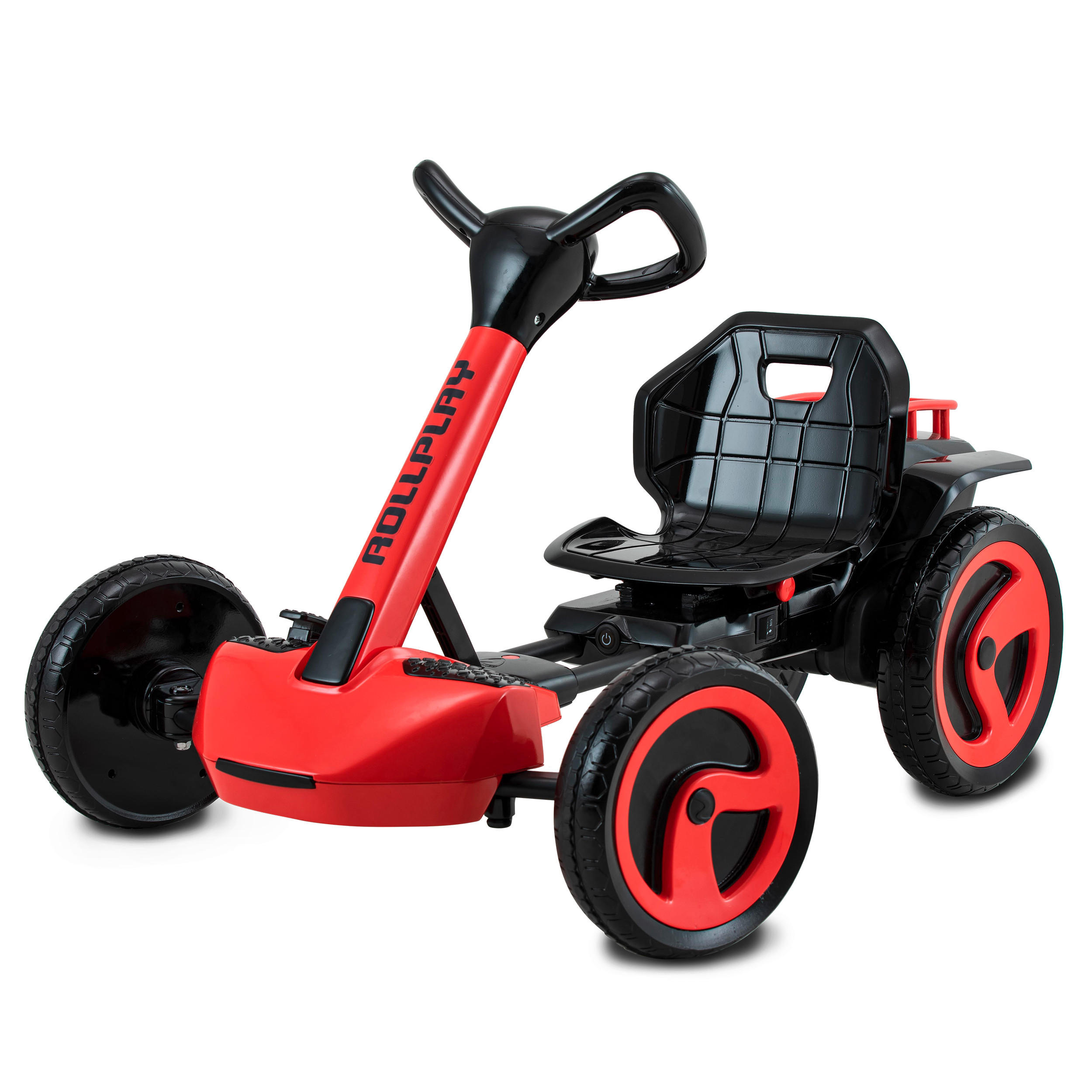 ELEKTRO-KINDERAUTO  - Schwarz Hochglanz/Rot, MODERN, Kunststoff/Metall (62,4/58,1/99cm)