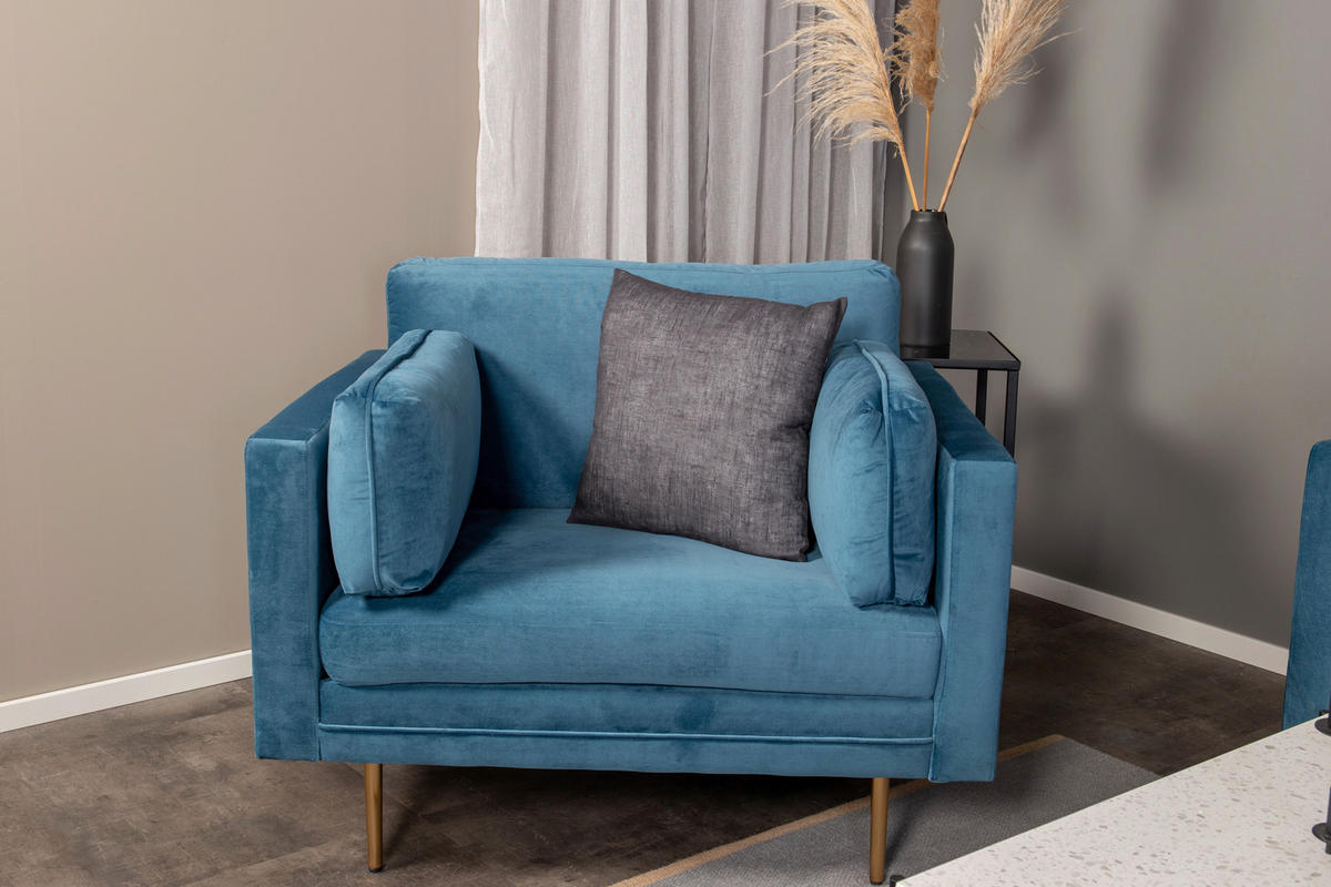 SESSEL in Blau, Goldfarben  - Blau/Goldfarben, Design, Textil/Metall (110/84/86cm) - Livetastic