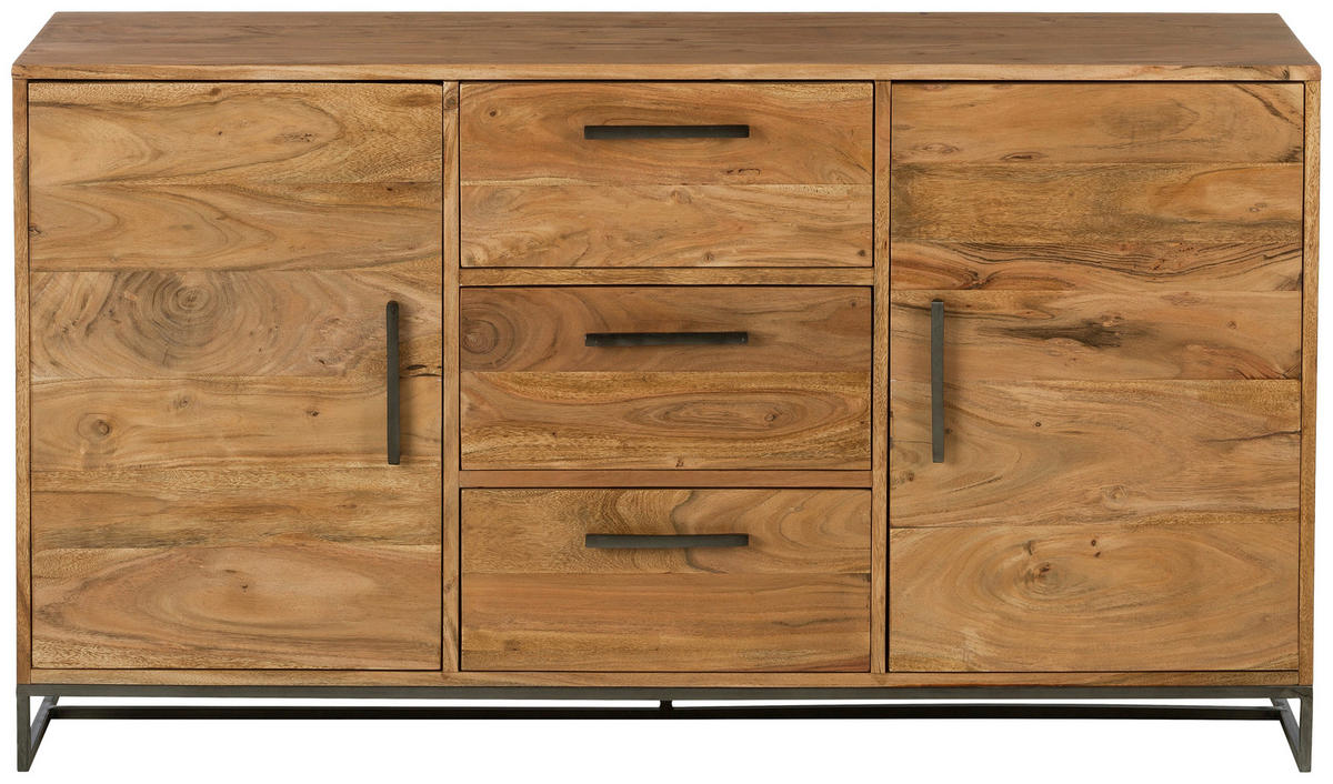 SIDEBOARD  in 145/80/40 cm  - Schwarz/Akaziefarben, Design, Holz/Metall (145/80/40cm) - home24