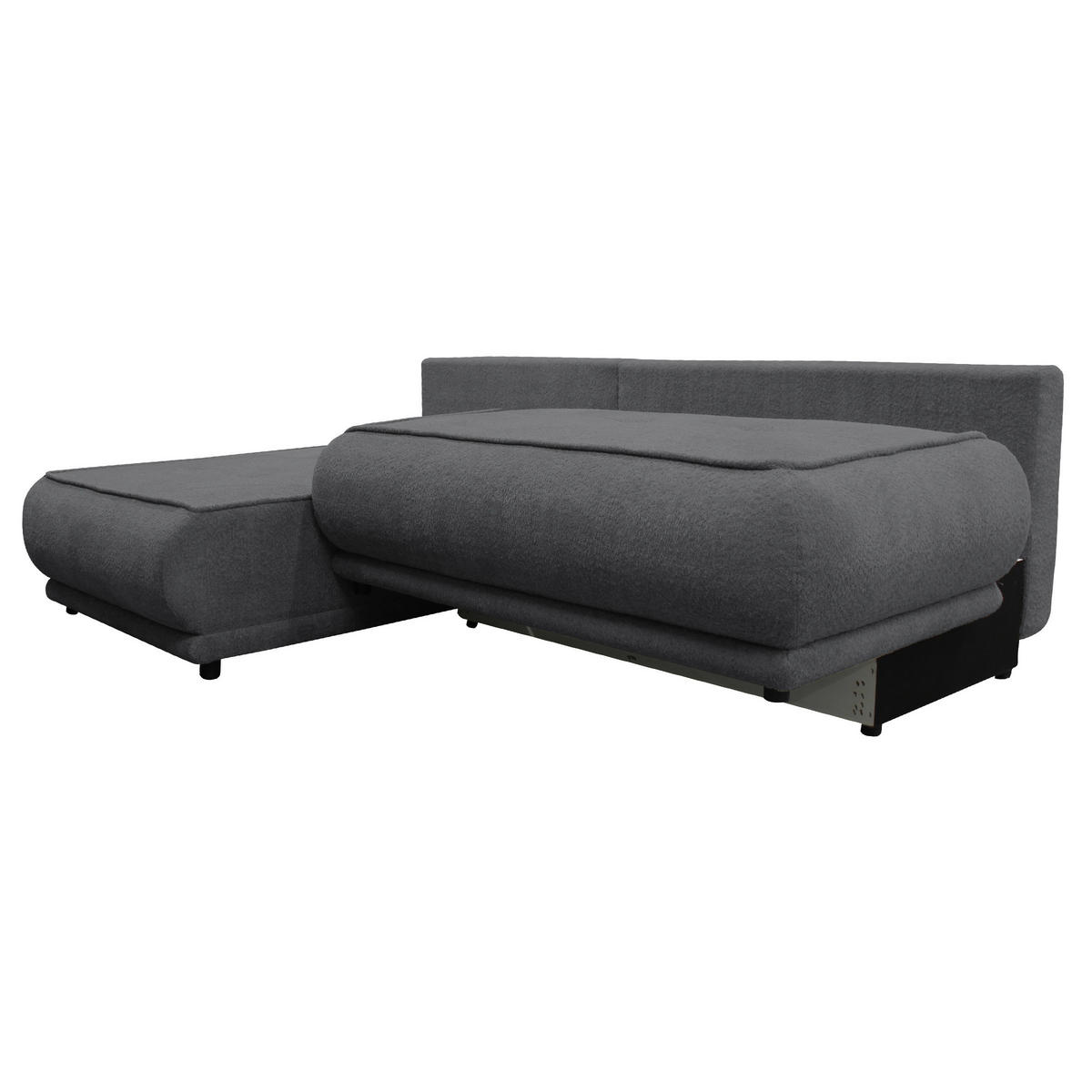 ECKSOFA PAROS Dunkelgrau Bouclé  - Dunkelgrau/Schwarz, Design, Kunststoff/Textil (179/277cm) - MID.YOU