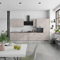 KÜCHENBLOCK Riva 360 cm  in Grau, Schieferfarben  - Schieferfarben/Edelstahlfarben, MODERN, Holzwerkstoff/Metall (360cm) - Nobilia