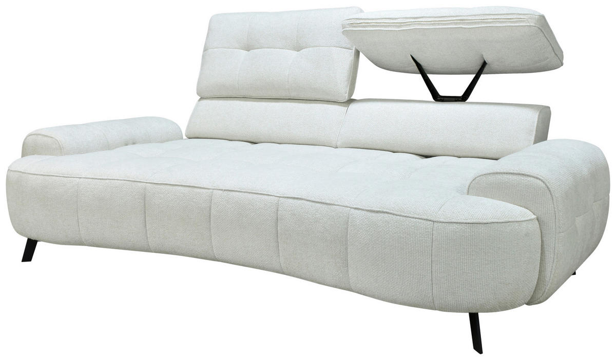 2-SITZER-SOFA Chenille Creme  - Creme/Schwarz, Design, Kunststoff/Textil (230/84/104/111/122cm) - Livetastic