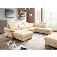 WOHNLANDSCHAFT Mikrofaser Beige  - Beige/Naturfarben, Design, Holz/Textil (238/347/273cm) - Livetastic