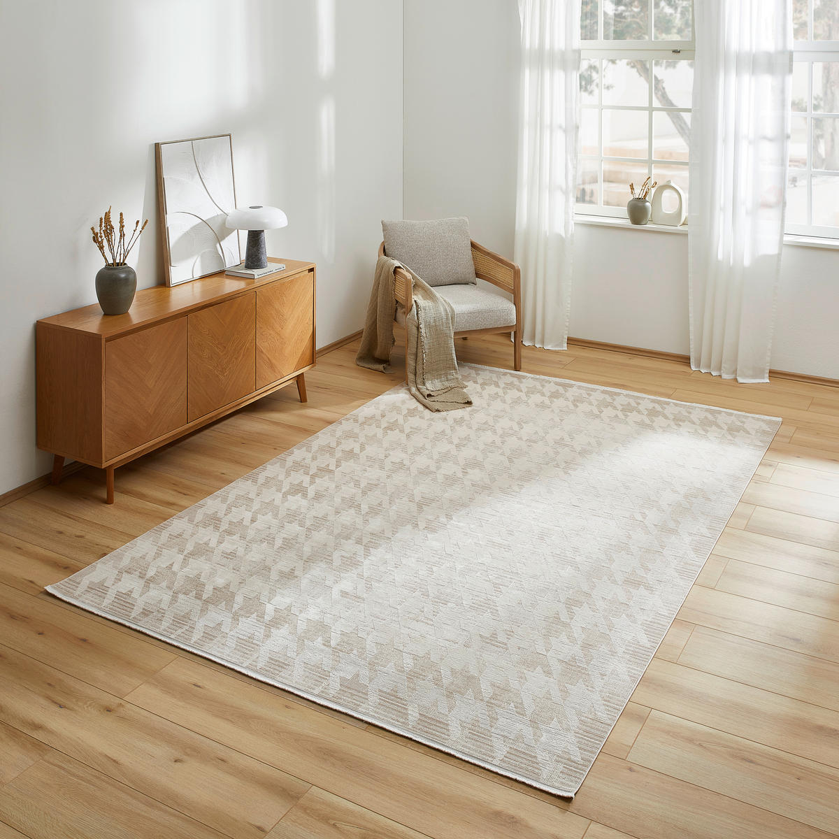 WEBTEPPICH 200/290 cm Houndstooth Allover  - Beige, Design, Textil (200/290cm) - Dieter Knoll