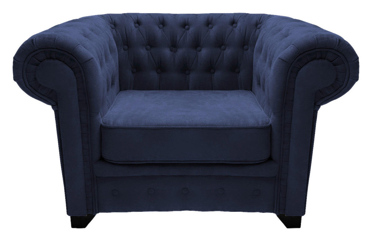 CHESTERFIELD-SESSEL - Blau/Schwarz, KONVENTIONELL, Holz/Holzwerkstoff (91/72/92cm) - Livetastic