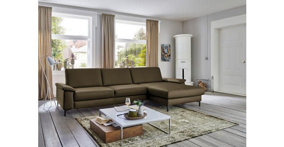 ECKSOFA in Echtleder Grün 334/176 cm - Schwarz/Grün, Design, Leder/Metall (334/176cm) - Dieter Knoll