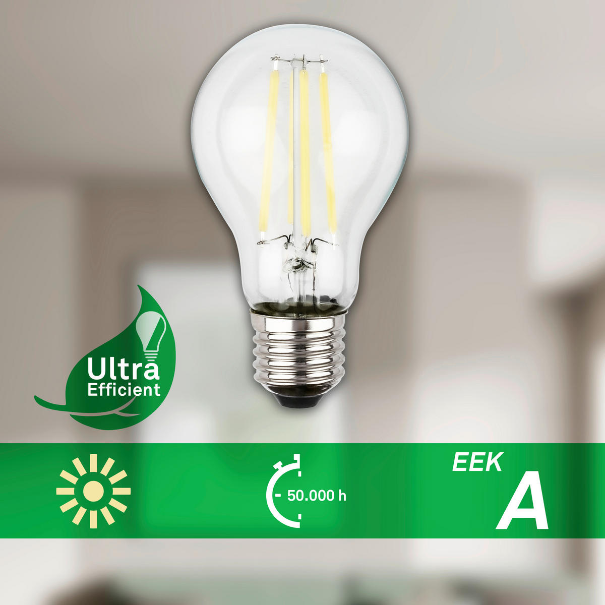 LED-LEUCHTMITTEL   E27 4 W 840 lm  - Silberfarben, Basics, Glas (6/10,6cm)