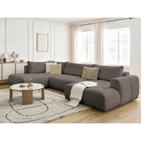 WOHNLANDSCHAFT  FUJI  Taupe Bouclé  - Taupe/Schwarz, MODERN, Kunststoff/Textil (204/377/160cm)