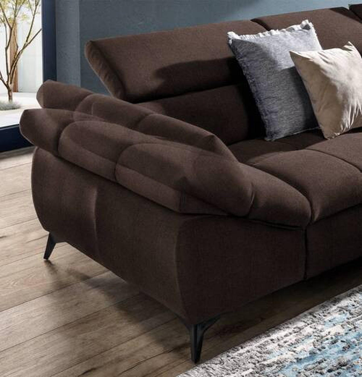 ECKSOFA  in Mikrofaser Dunkelbraun  279/210 cm  - Dunkelbraun/Schwarz, Design, Kunststoff/Textil (279/210cm) - Stylife