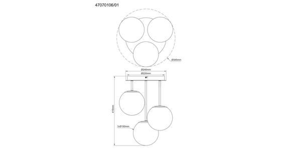 HÄNGELEUCHTE 34,5/41,5 cm  - Schwarz/Weiß, Trend, Glas/Metall (34,5/41,5cm) - Novel