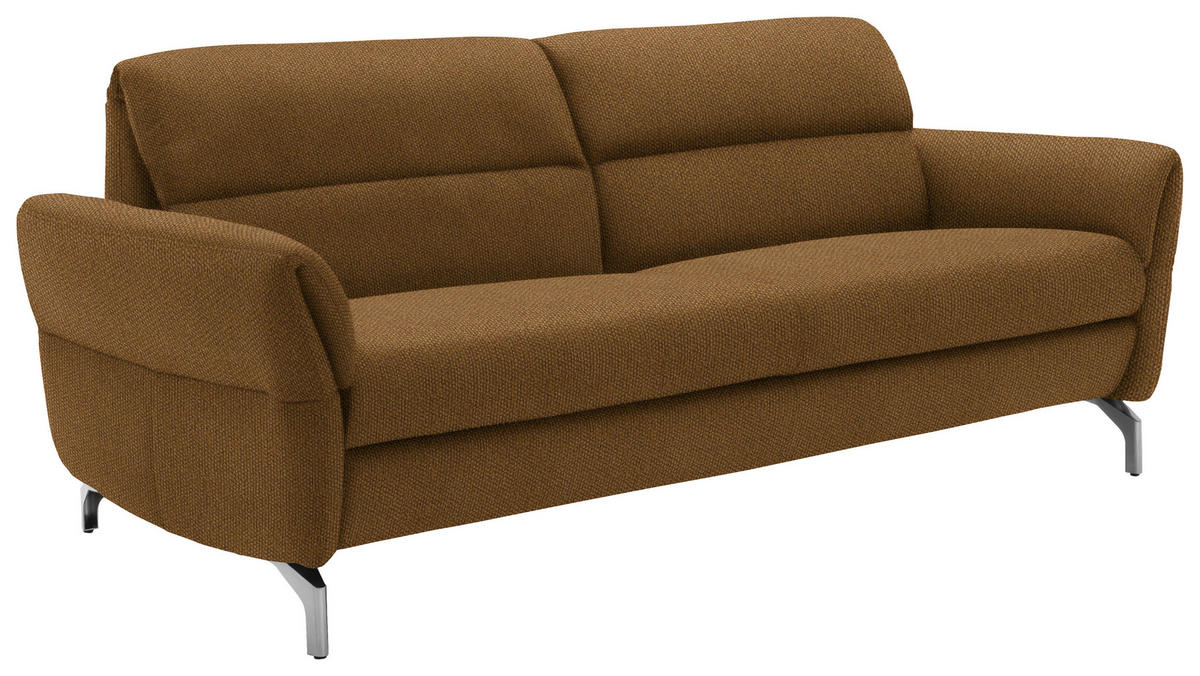 2,5-SITZER in Flachgewebe Senfgelb  - Senfgelb/Nickelfarben, Design, Textil/Metall (212/87/100cm) - Schöner Wohnen