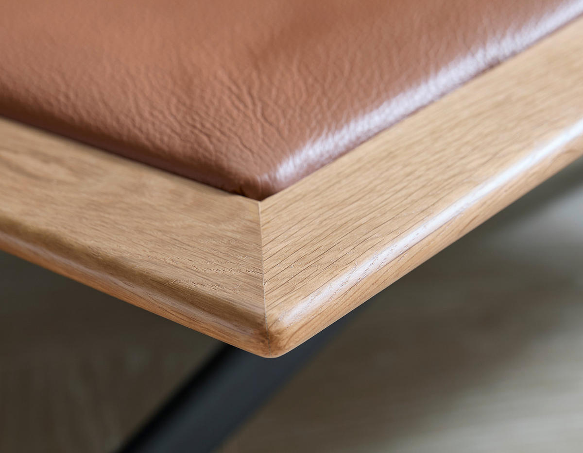 2,5-SITZER Braun Echtleder  - Schwarz/Braun, Design, Leder/Metall (236/115/88cm) - Dieter Knoll