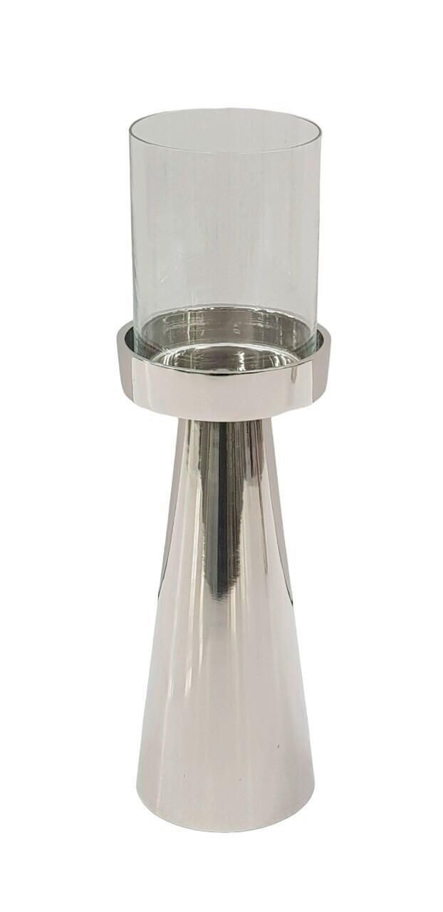 KERZENHALTER - Chromfarben/Nickelfarben, LIFESTYLE, Glas/Metall (9/29cm) - Ambia Home