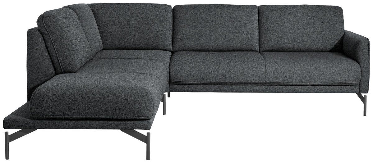 ECKSOFA in Flachgewebe, Struktur Grau  230/254 cm  - Anthrazit/Grau, Design, Textil/Metall (230/254cm) - Johann Jakob