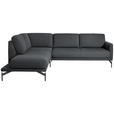 ECKSOFA in Flachgewebe, Struktur Grau  - Anthrazit/Grau, Design, Textil/Metall (230/254cm) - Ambiente