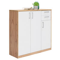 KOMMODE  in 106/110/36 cm  - Silberfarben/Eiche Wotan, Basics, Holzwerkstoff/Kunststoff (106/110/36cm) - Xora