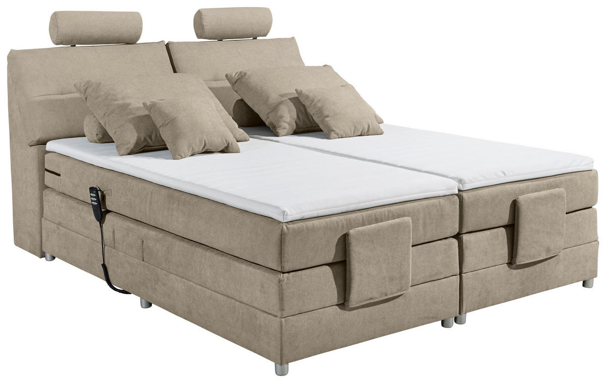 BOXSPRINGBETT 180/200 cm  in Sandfarben  - Sandfarben/Silberfarben, Modern, Holzwerkstoff/Kunststoff (180/200cm) - MID.YOU