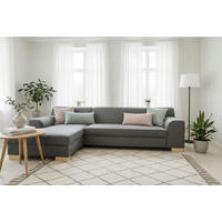 ECKSOFA TINOS Dunkelgrau Webstoff Rücken echt  - Dunkelgrau/Buchefarben, Basics, Holz/Textil (157/273cm) - MID.YOU
