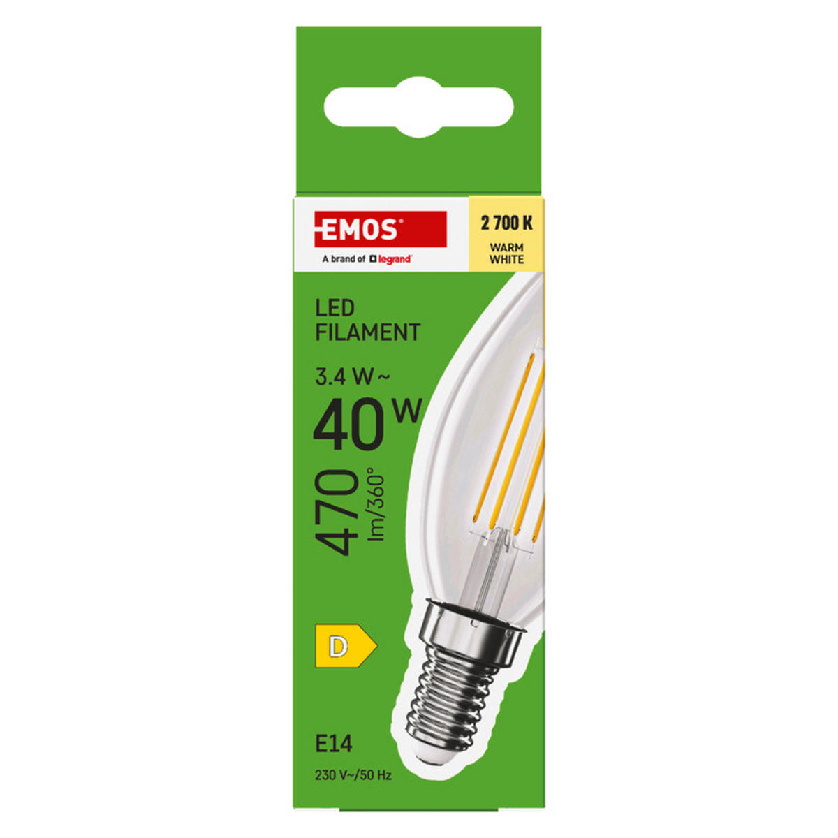 FILAMENTOVÁ LED ŽÁROVKA E14 - Basics, plast (3.5/3.5/9.7cm)