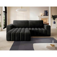 ECKSOFA Samt Anthrazit  - Anthrazit/Schwarz, Design, Kunststoff/Textil (175/250cm) - MID.YOU