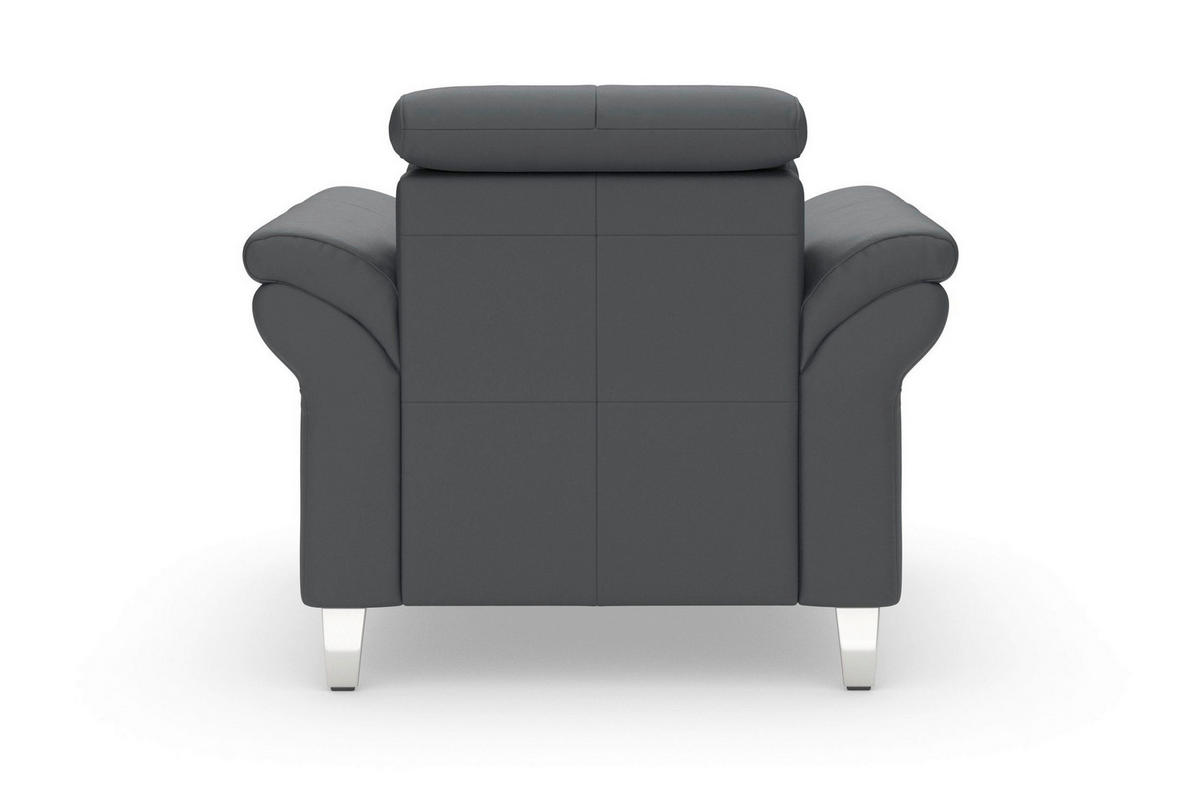 SESSEL in Echtleder Schwarz  - Chromfarben/Schwarz, Basics, Leder/Metall (101/84/93cm) - Sit & More
