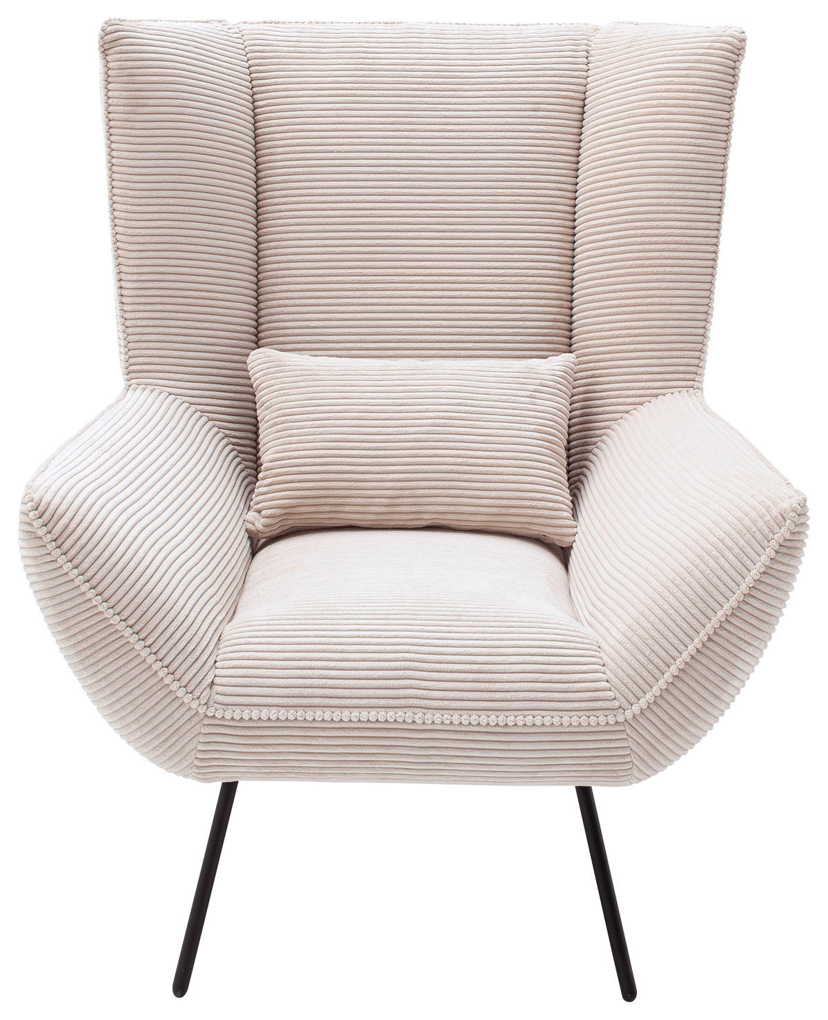 SESSEL in Cord Naturfarben  - Schwarz/Naturfarben, Design, Textil/Metall (90/112/94cm) - Pure Home Lifestyle