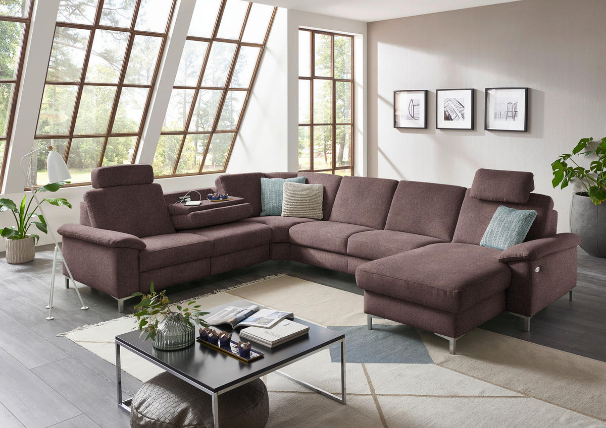 WOHNLANDSCHAFT in Chenille Braun  - Alufarben/Braun, Design, Textil/Metall (265/333/170cm) - Dieter Knoll