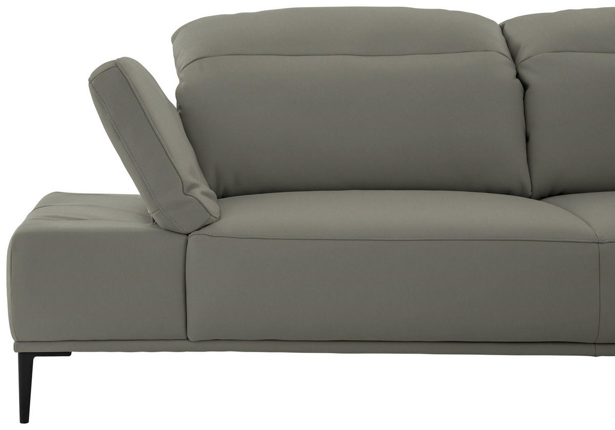ECKSOFA  in Echtleder Grau  322/206 cm  - Schwarz/Grau, MODERN, Leder/Metall (322/206cm) - Chilliano