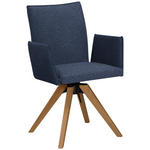 ARMLEHNSTUHL  Stoffauswahl, Typenauswahl, Sitzfläche 360° drehbar, automatische Rückholfunktion Samt  - Eichefarben/Dunkelblau, KONVENTIONELL, Holz/Textil (64/91/61cm) - Moderano