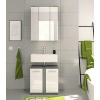 BADEZIMMER 2-teilig 60 cm  - Weiss Hochglanz/Silberfarben, Modern, Glas/Holzwerkstoff (60cm) - MID.YOU