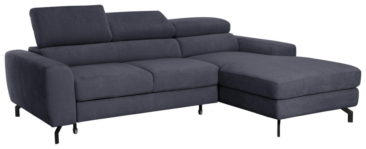 ECKSOFA LARGO in Chenille Anthrazit  226/177 cm  - Anthrazit/Schwarz, Design, Textil/Metall (226/177cm) - Livetastic