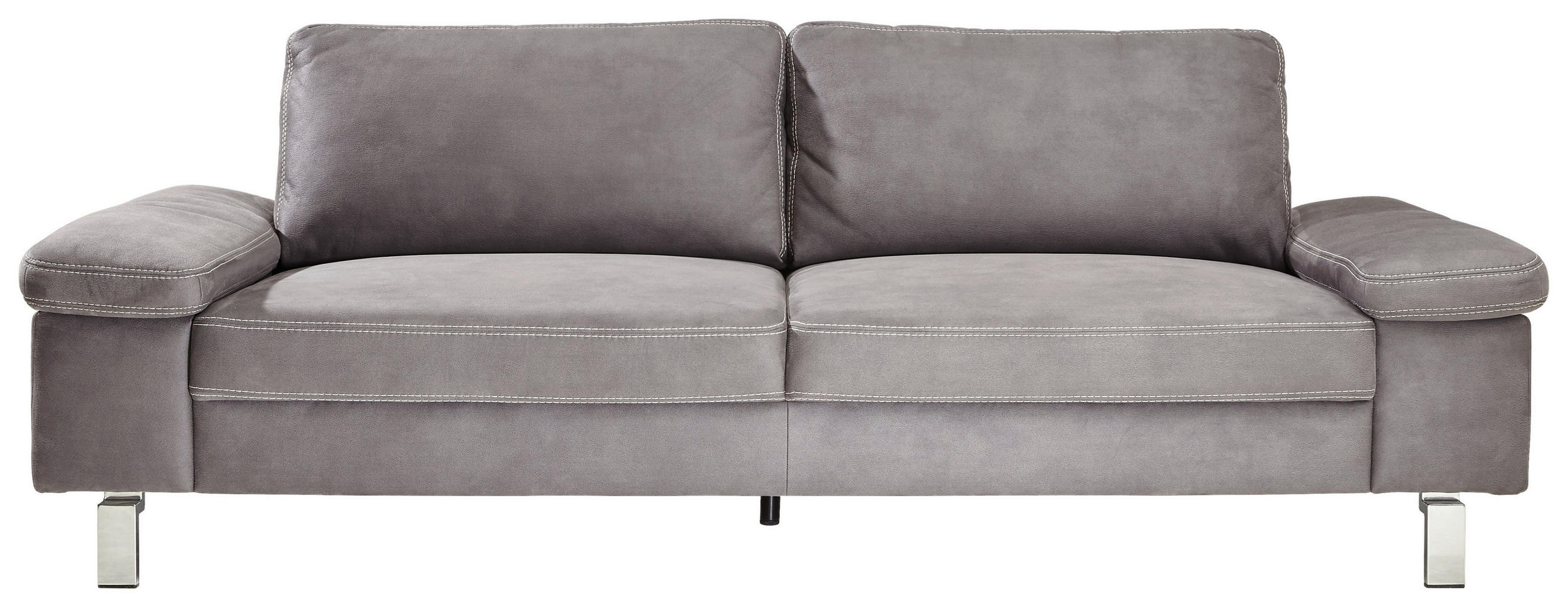 DREISITZER-SOFA Mikrofaser Grau - Chromfarben/Beige, Design, Textil/Metall (234/86/97cm) - Hom`in