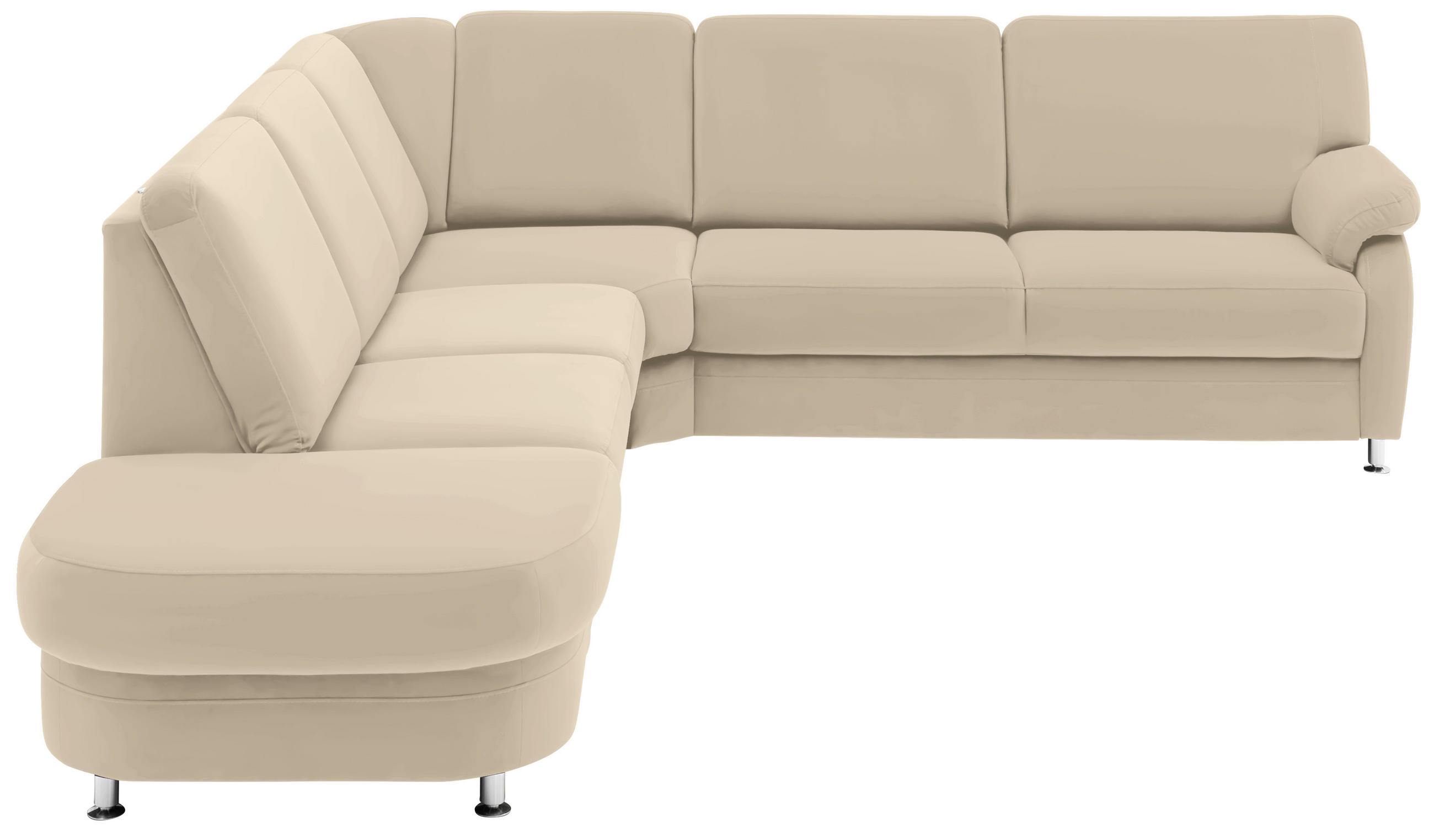 ECKSOFA Flachgewebe Sandfarben  - Sandfarben/Alufarben, Konventionell, Textil/Metall (287/269cm) - Beldomo System
